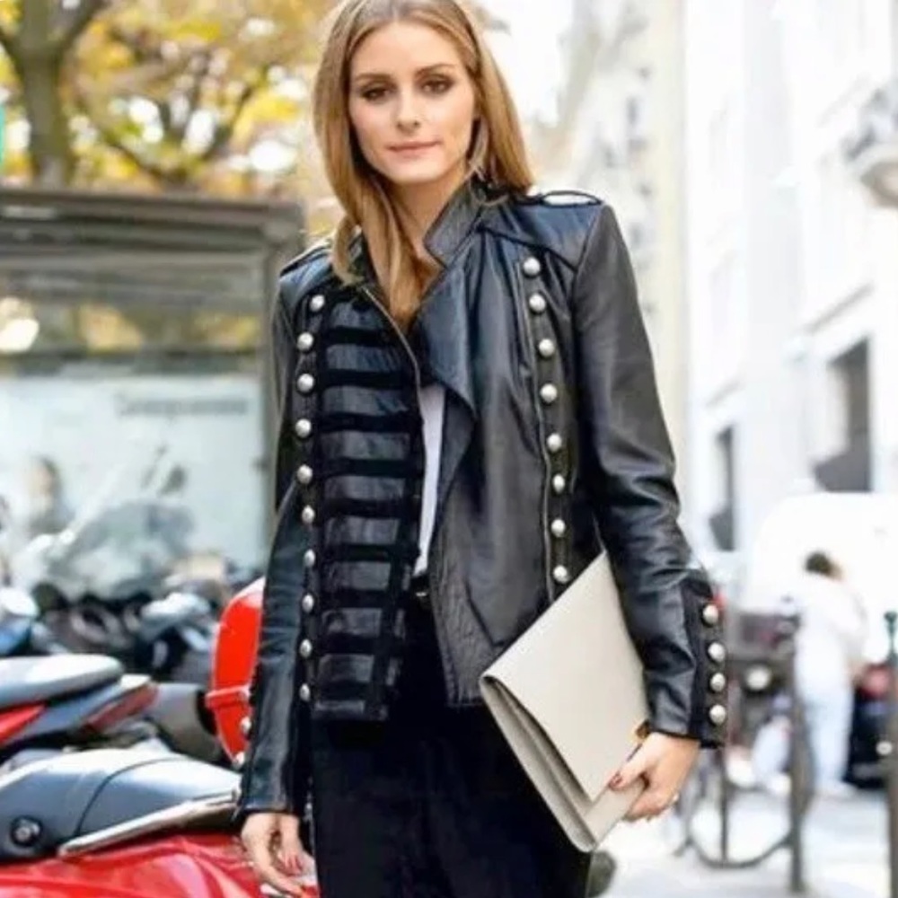 Boda Skins Napoleon Military Leather Jacket Black Women's Size XS US0 UK4